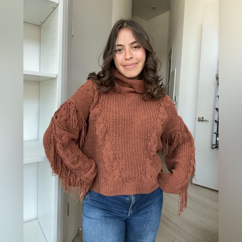 Burnt orange knit sweatshirt - L
